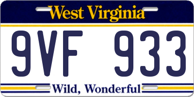 WV license plate 9VF933