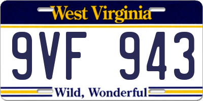 WV license plate 9VF943