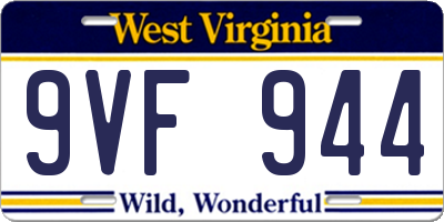 WV license plate 9VF944
