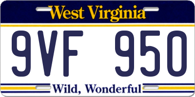 WV license plate 9VF950