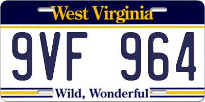 WV license plate 9VF964