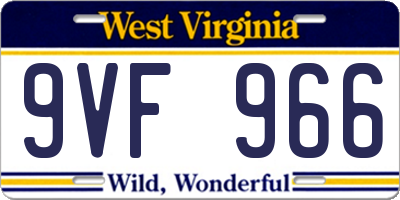 WV license plate 9VF966