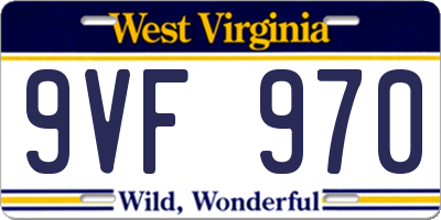 WV license plate 9VF970
