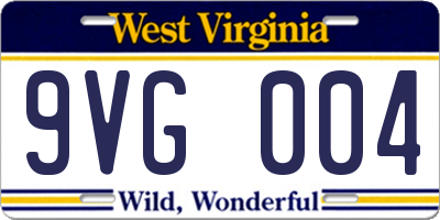 WV license plate 9VG004