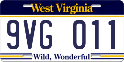 WV license plate 9VG011