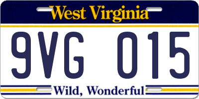 WV license plate 9VG015
