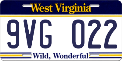 WV license plate 9VG022