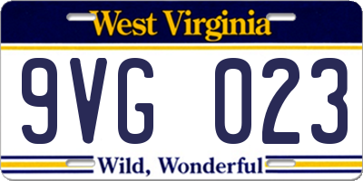 WV license plate 9VG023