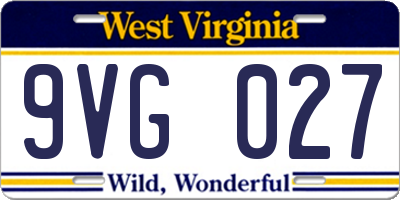 WV license plate 9VG027