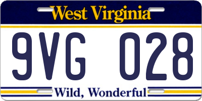 WV license plate 9VG028