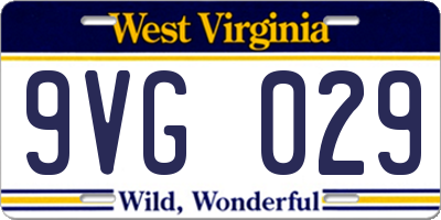 WV license plate 9VG029