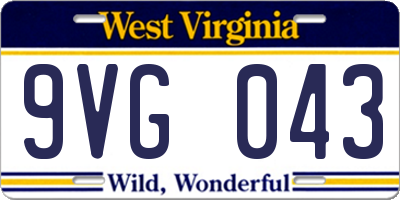 WV license plate 9VG043