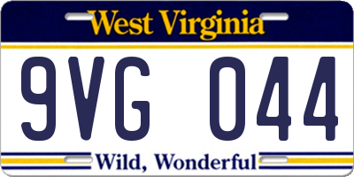 WV license plate 9VG044