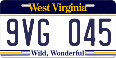 WV license plate 9VG045