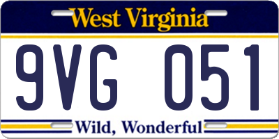 WV license plate 9VG051