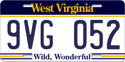 WV license plate 9VG052