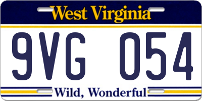 WV license plate 9VG054
