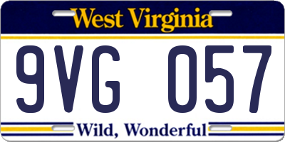 WV license plate 9VG057