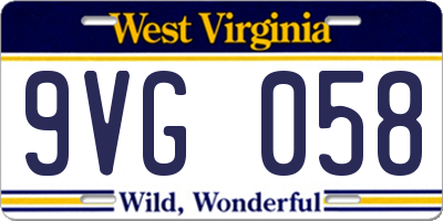 WV license plate 9VG058