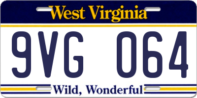 WV license plate 9VG064