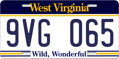 WV license plate 9VG065