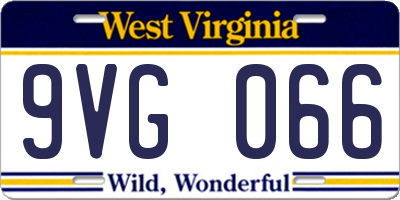WV license plate 9VG066