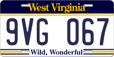 WV license plate 9VG067