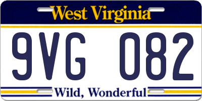 WV license plate 9VG082