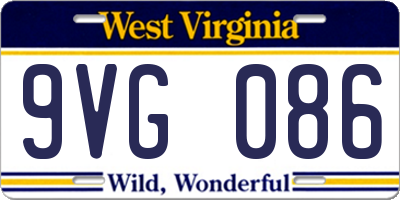 WV license plate 9VG086