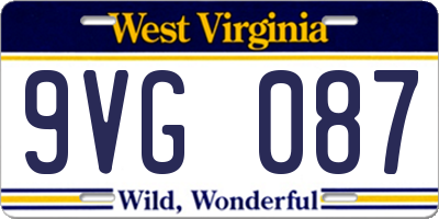 WV license plate 9VG087