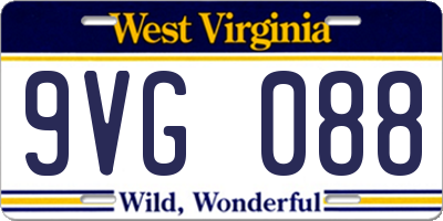 WV license plate 9VG088