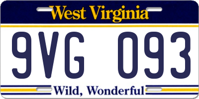 WV license plate 9VG093