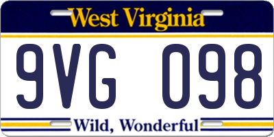 WV license plate 9VG098