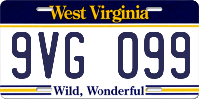 WV license plate 9VG099