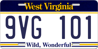 WV license plate 9VG101