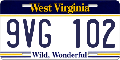 WV license plate 9VG102