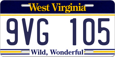 WV license plate 9VG105