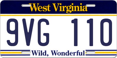 WV license plate 9VG110