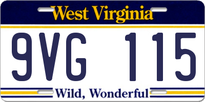 WV license plate 9VG115