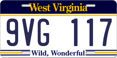 WV license plate 9VG117