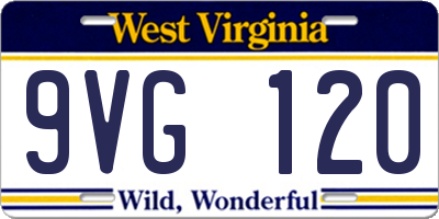 WV license plate 9VG120