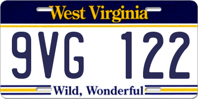 WV license plate 9VG122