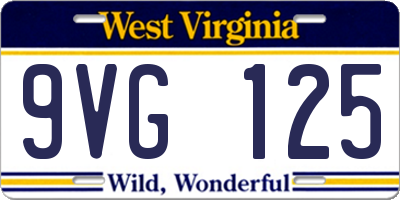 WV license plate 9VG125