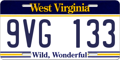 WV license plate 9VG133
