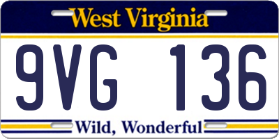 WV license plate 9VG136