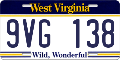 WV license plate 9VG138