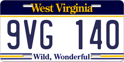 WV license plate 9VG140