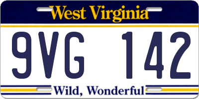 WV license plate 9VG142