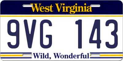 WV license plate 9VG143