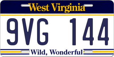 WV license plate 9VG144